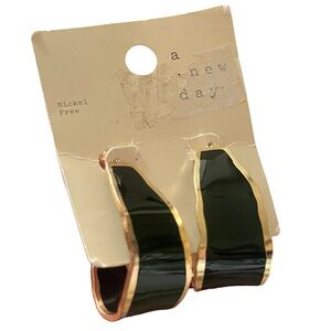 Black and Gold Open Loop Earrings A NEW DAY Target Nickel Free